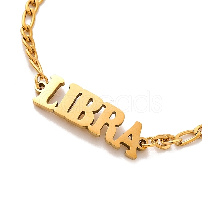 Constellation 202 Stainless Steel Figaro Chain Link Bracelets for Women Men AJEW-U006-01J-1
