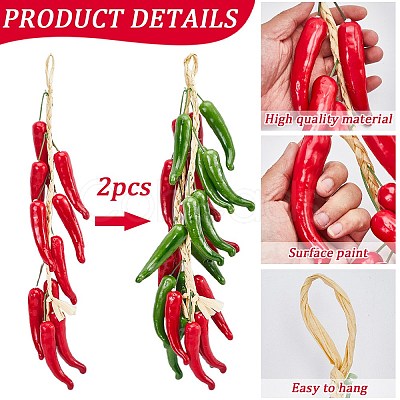 2Pcs 2 Colors Foam Simulated Chili Hanging Decorations AJEW-GF0009-60-1