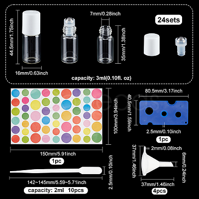 BENECREAT 24Pcs Transparent Glass Roller Ball Bottles MRMJ-BC0003-35-1