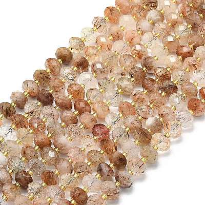 Natural Black Gold Rutilated Quartz Beads Strands G-P573-A16-01-1