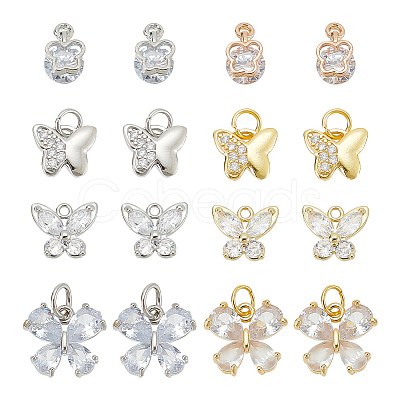 Alloy & Brass Cubic Zirconia Charms ZIRC-AR0001-26-1
