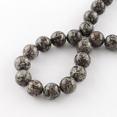 Round Natural Red Snowflake Obsidian Beads Strands G-R324-10mm-01-1