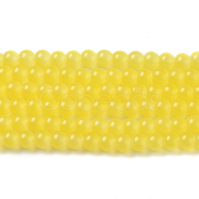 Baking Paint Imitation Jade Glass Round Bead Strands DGLA-Q021-4mm-24-1