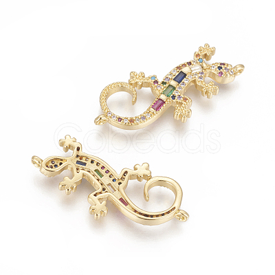 Brass Micro Pave Cubic Zirconia Links ZIRC-O034-09G-1