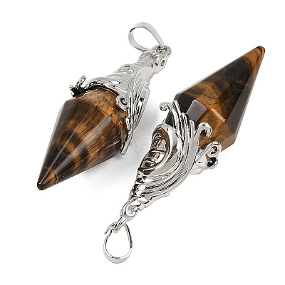 Natural Tiger Eye Faceted Bicone Big Pendants G-Z101-03P-06-1