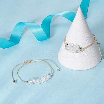 3Pcs 3 Style Natural Quartz Crystal Braided Bead Bracelets Set BJEW-JB09334-09-1