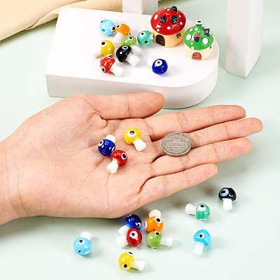 32Pcs 8 Colors Handmade Evil Eye Lampwork Beads LAMP-CD0001-20-1
