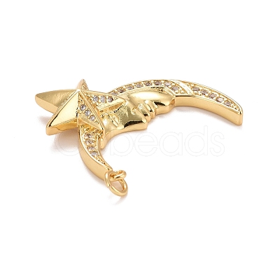 Rack Plating Brass Cubic Zirconia Pendants Findings KK-E275-18G-1
