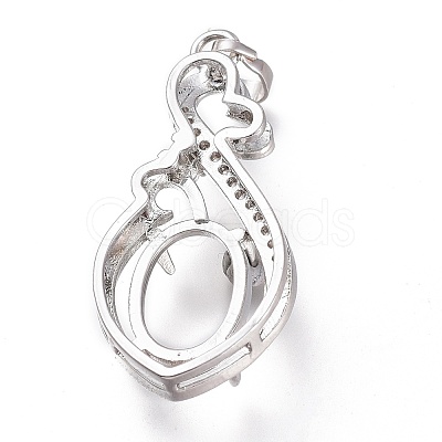 Brass Micro Pave Clear Cubic Zirconia Open Back Bezel Pendant Cabochon Settings ZIRC-I049-09-1