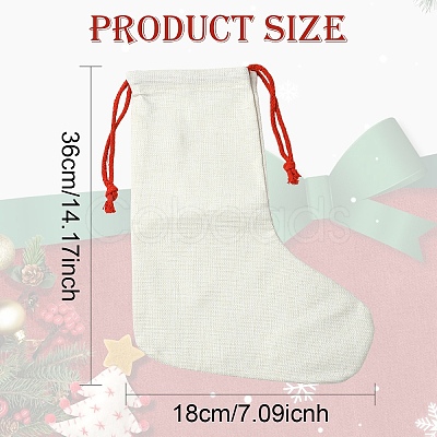 Linen Heat Transfer Christmas Stocking Pendant Decorations AJEW-YWC0001-09-1
