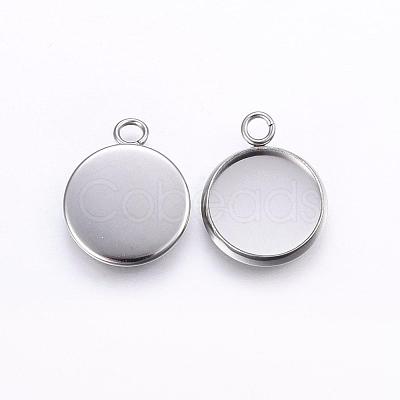 Tarnish Resistant 304 Stainless Steel Pendant Cabochon Settings STAS-T008-128-1