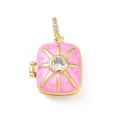 Brass Enamel Photo Locket Pendants KK-A303-19C-G-1