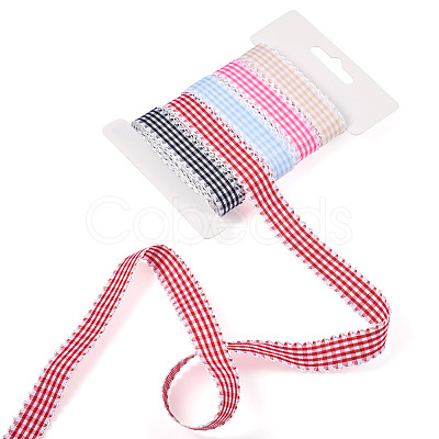 25 Yards 5 Colors Polycotton(Polyester Cotton) Ribbon OCOR-TAC0030-02A-1