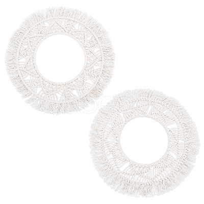 PANDAHALL ELITE 2 Sets 2 Styles Cotton Mini Wall Mirror with Macrame Fringe HJEW-PH0001-39-1