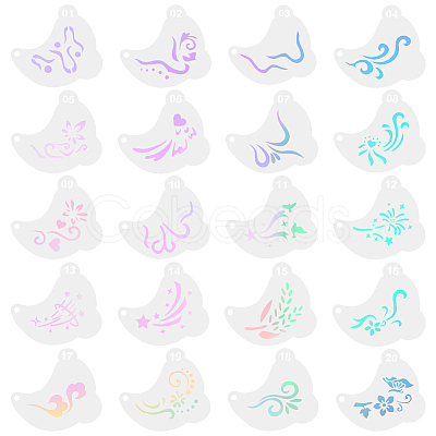 20Pcs PET Tattoo Stencil Templates AJEW-WH20141-12-1