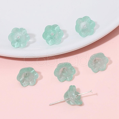 10Pcs Gradient Color Transparent Glass Bead Caps PW-WG464DA-04-1
