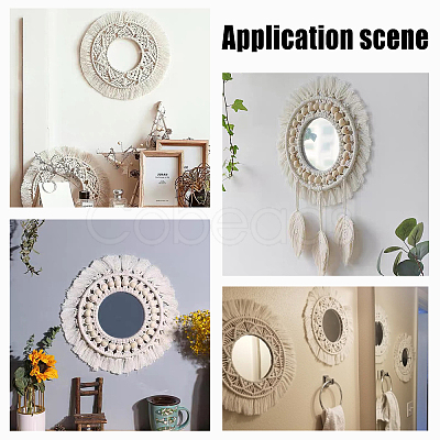 PANDAHALL ELITE 2 Sets 2 Styles Cotton Mini Wall Mirror with Macrame Fringe HJEW-PH0001-39-1