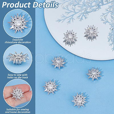 6PCS Brass Micro Pave Clear Cubic Zirconia Buttons KK-FG0001-26B-1