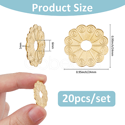 20Pcs Brass Flower Washers KK-FH0008-16G-1