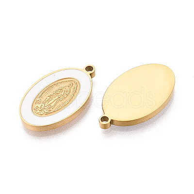 Religion 304 Stainless Steel & Enamel Oval Pendants STAS-T073-14G-1
