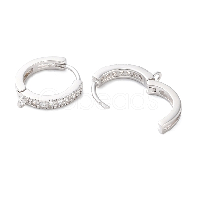 Anti-Tarnish Rhodium Plated 925 Sterling Silver Huggie Hoop Earring Findings X-STER-C010-01P-1