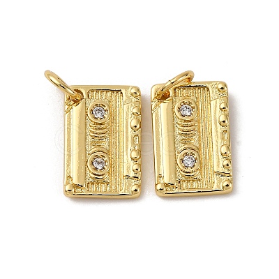 Brass Micro Pave Cubic Zirconia Pendants KK-P308-33G-1