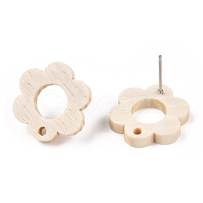 Ash Wood Stud Earring Findings EJEW-N017-011W-1