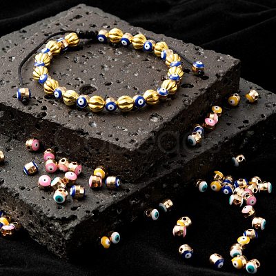 200Pcs 4 Colors Alloy Enamel Beads ENAM-LS0001-82-1