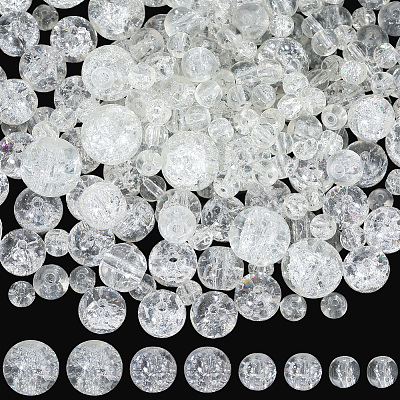 450Pcs 4 Styles Spray Painted Crackle Glass Beads CCG-PA0001-09A-1