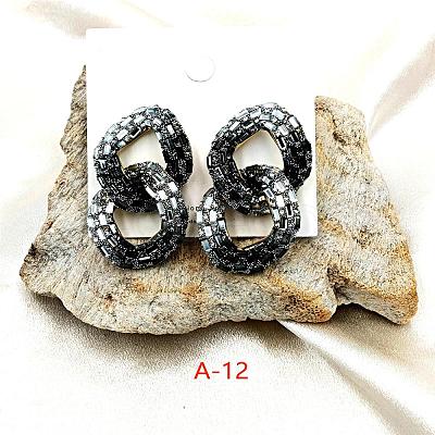 Alloy & Glass Dangle Stud Earrings FS-WG3D9CC-13-1