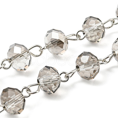 Handmade Rondelle Glass Beads Chains for Necklaces Bracelets Making AJEW-JB00120-06-1