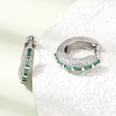 Brass Micro Pave Cubic Zirconia Hoop Earrings KK-CBA8324-22P-03-1