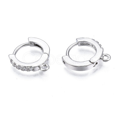 Brass Micro Pave Cubic Zirconia Huggie Hoop Earring Findings KK-T063-012P-NF-1