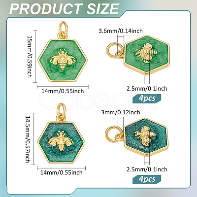 8Pcs 2 Styles Rack Plating Brass Enamel Pendants KK-BC0014-81-1