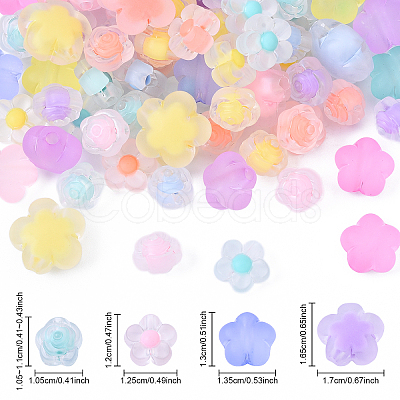 60G 4 Styles Frosted Transparent Acrylic Beads OACR-YW0002-66-1