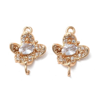 Brass Micro Pave Cubic Zirconia Connector Charms KK-Z103-10KCG-01-1
