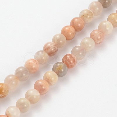 Natural Multi-Moonstone Round Beads Strands G-O030-6mm-10-1