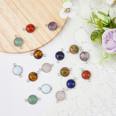 16Pcs 8 Styles Natural & Synthetic Mixed Gemstone Connector Charms G-UN0001-25-1