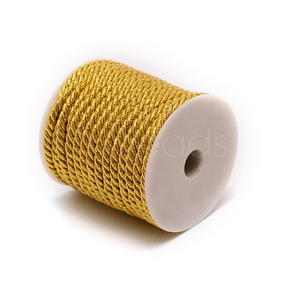 3 Strands Gold With Cotton Braided Rope OCOR-WH0073-10-1