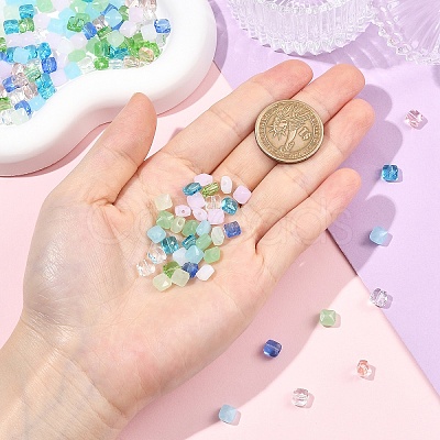 250Pcs 5 Colors Transparent Glass Beads GLAA-YW0005-70-1