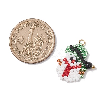 Christmas Themed Glass Seed Beaded Pendants PALLOY-MZ00868-03-1