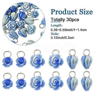 30Pcs 3 Styles Synthetic Shell Pendants PALLOY-YW00133-1