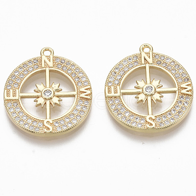 Brass Micro Pave Cubic Zirconia Pendants KK-R130-016G-NF-1