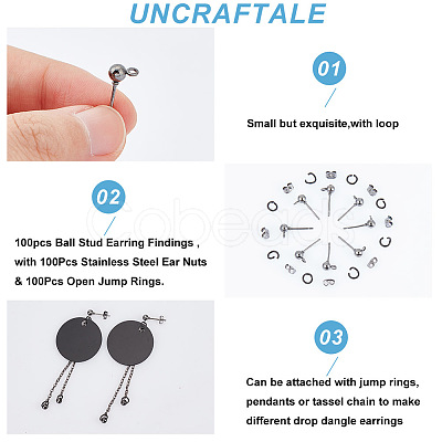 100Pcs Iron Ball Stud Earring Findings KK-UN0001-33-1