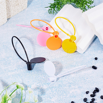 50Pcs 5 Colors Flat Round Plastic Hang Tag Fasteners FIND-TA0010-02-1