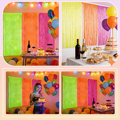 3Pcs 3 Colors Plastic Foil Fringe Curtains DIY-ME0003-73B-1