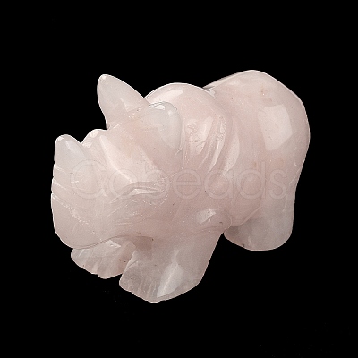 Natural Rose Quartz Carved Healing Rhinoceros Figurines DJEW-M008-02I-1