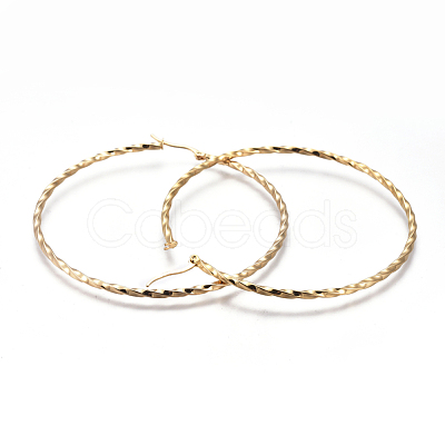 201 Stainless Steel Big Hoop Earrings EJEW-A054-06B-G-1