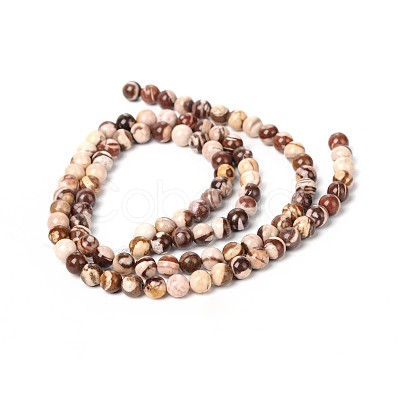 Natural Zebra Jasper Round Bead Strands G-M172-6mm-02-1-1
