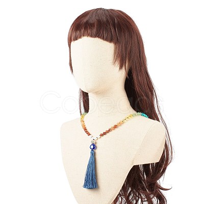 Gemstone Mala Beads Necklace NJEW-JN03814-1